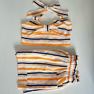 FAVLUX Striped Orange and Blue Two-Piece Set